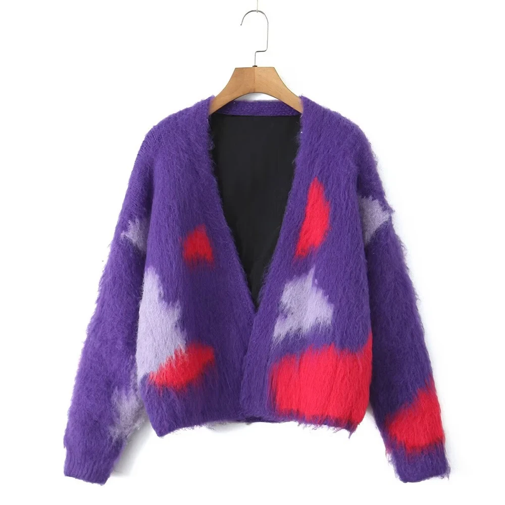 Cardigan Women Panelled Sweater Autumn Winter