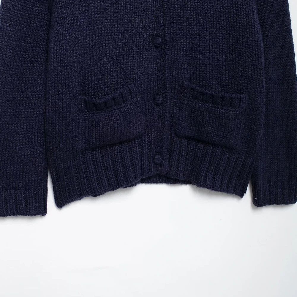 Cardigan Women Knitted Sweater Loose Turn-Down Collar Coat Long Sleeve Warm Pockets - Image 4