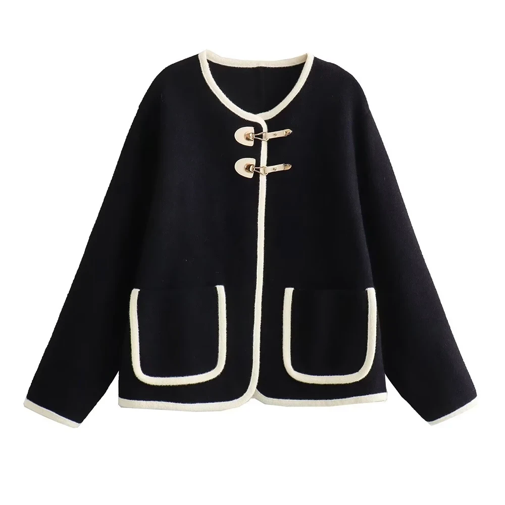 Coat Women Knitted Cardigan Autumn Winter O-neck Jackets - Image 5