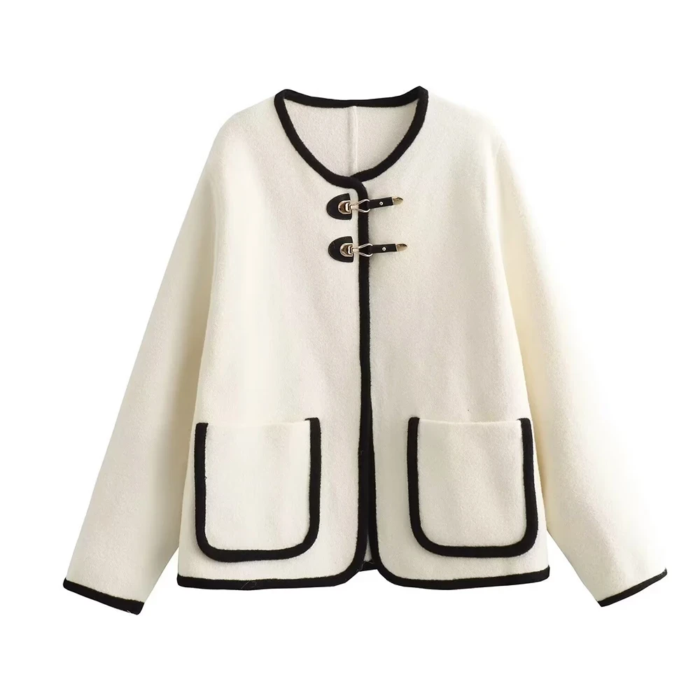 Coat Women Knitted Cardigan Autumn Winter O-neck Jackets - Image 2