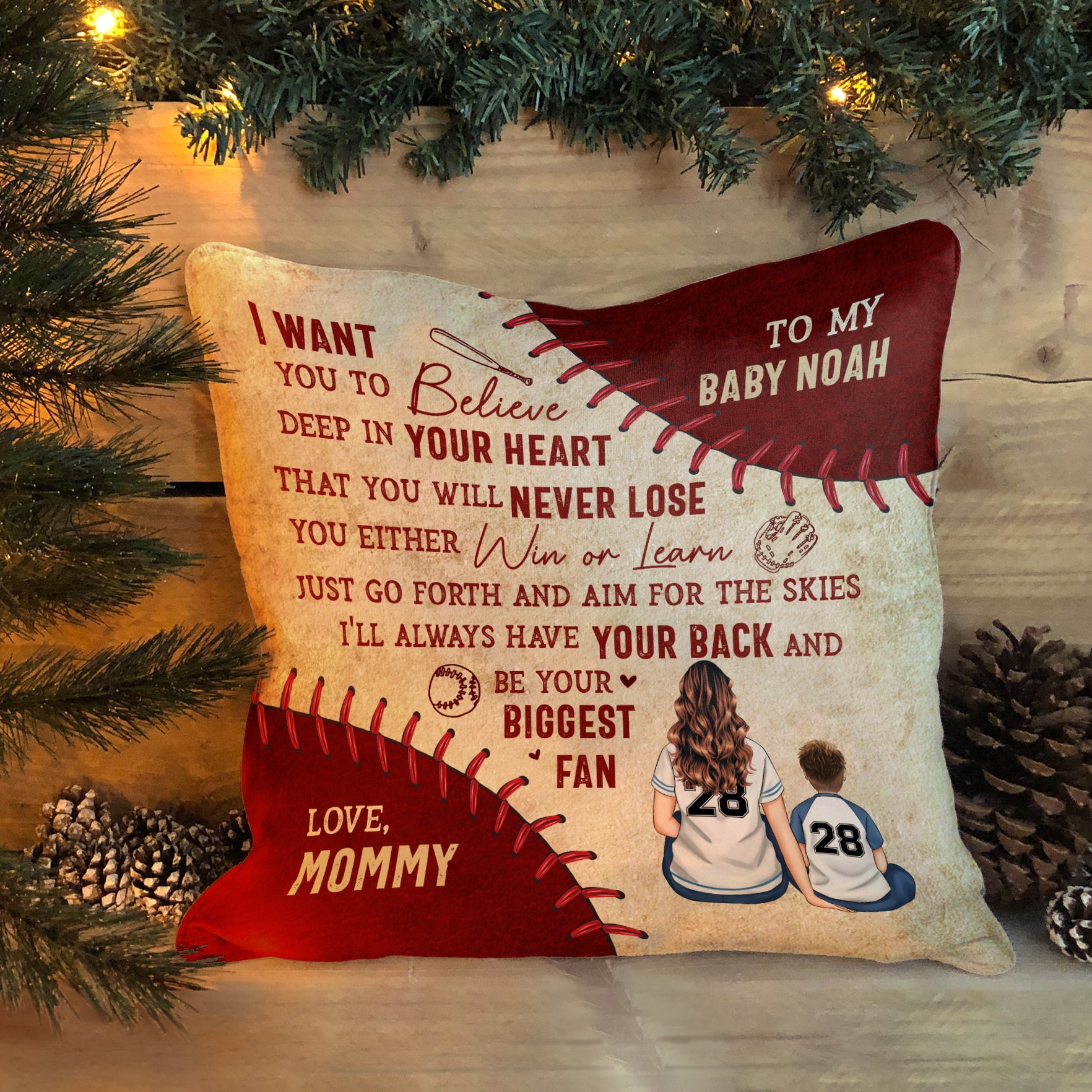 I’ll Always Be Your Biggest Fan – Personalized Pillow – Birthday, Loving Gift For Baseball Players, Son And Daughter, Grandkids - Image 2