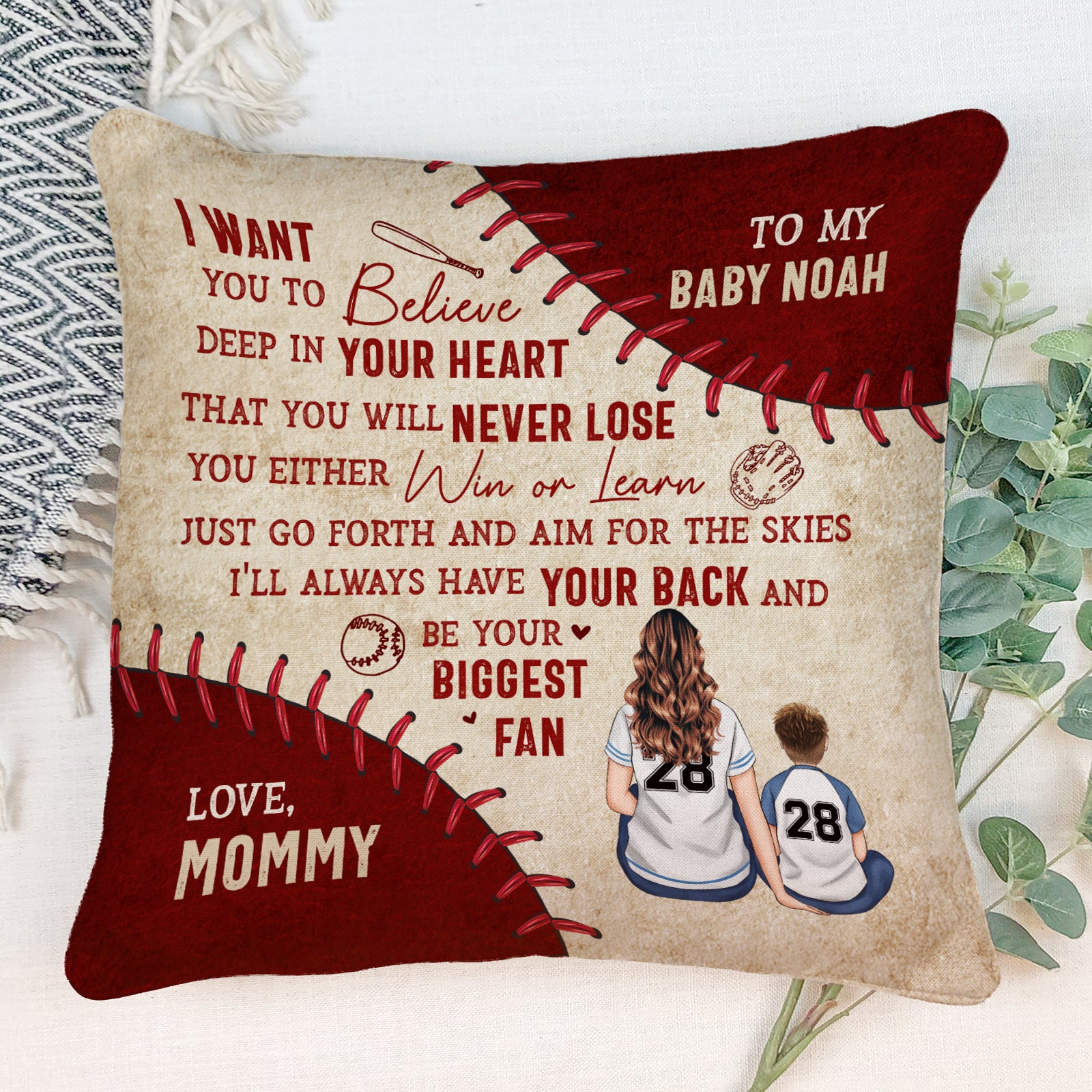 I’ll Always Be Your Biggest Fan – Personalized Pillow – Birthday, Loving Gift For Baseball Players, Son And Daughter, Grandkids - Image 3