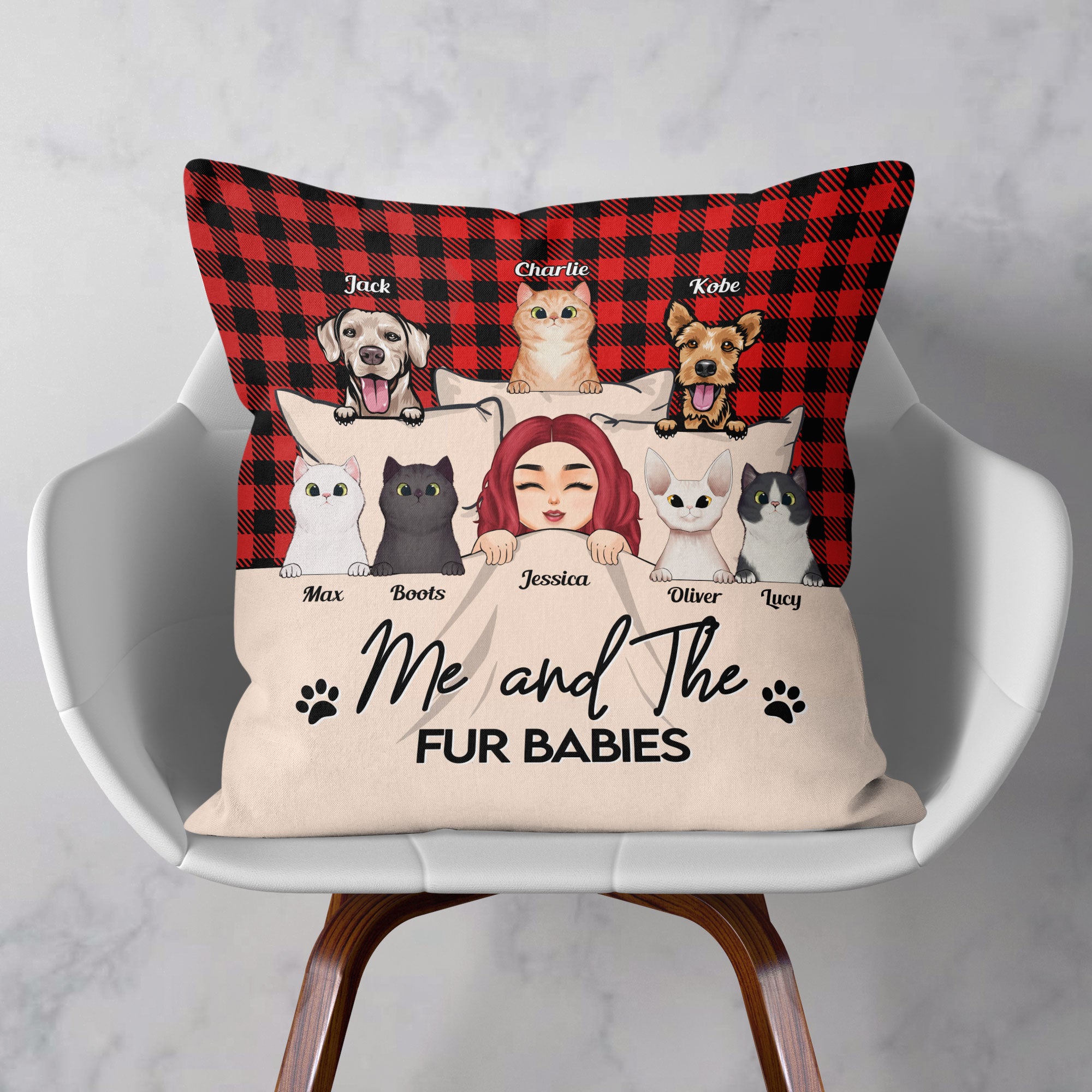 Me And The Fur Babies – Personalized Pillow – Loving, Funny, Home Decor Gift For Pet Lovers, Cat & Dog Person, Fur Mom, Fur Dad - Image 2