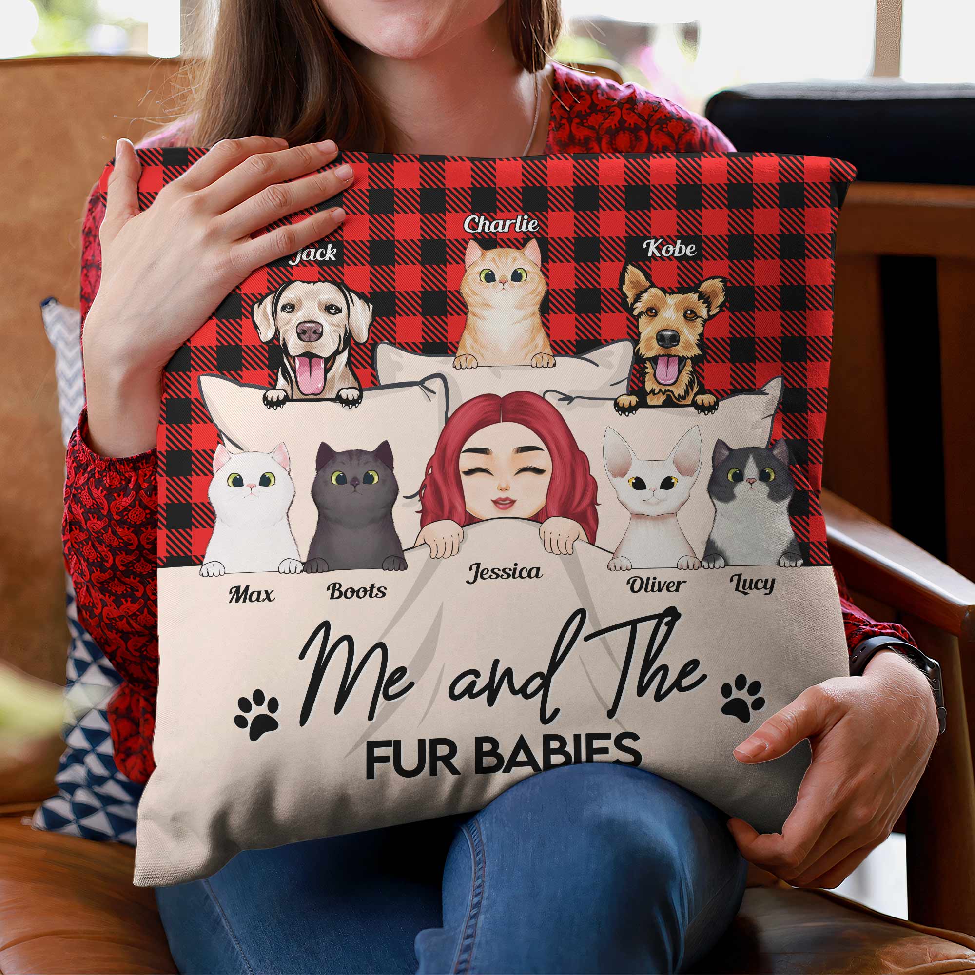 Me And The Fur Babies – Personalized Pillow – Loving, Funny, Home Decor Gift For Pet Lovers, Cat & Dog Person, Fur Mom, Fur Dad - Image 3