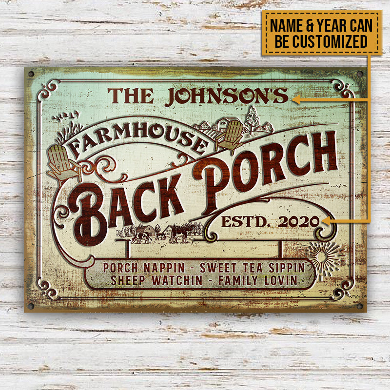 Personalized Farmhouse Back Porch Family Lovin Customized Classic Metal Signs - Image 3