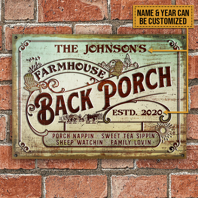 Personalized Farmhouse Back Porch Family Lovin Customized Classic Metal Signs - Image 2
