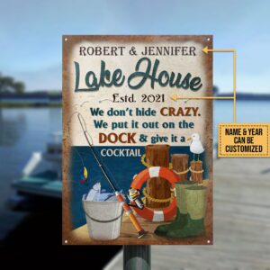 Personalized Fishing Lake Crazy Customized Classic Metal Signs