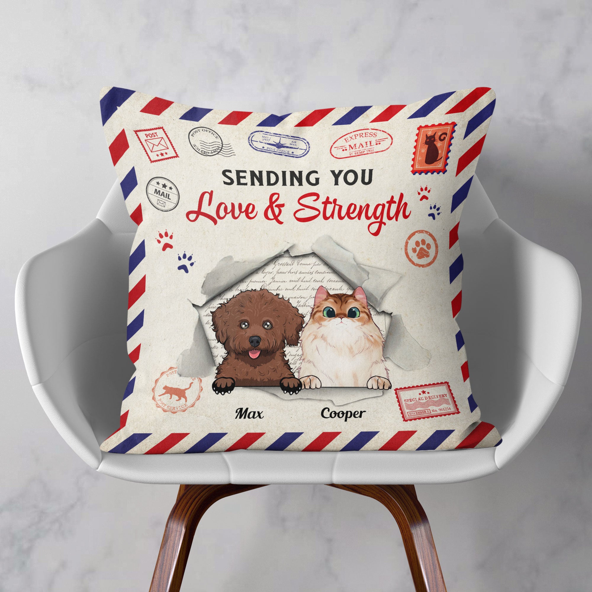Sending Love And Strength – Personalized Pillow – Birthday, Loving Gift For Cat & Dog Lover, Pet Owner, Pet Mom, Pet Dad - Image 3