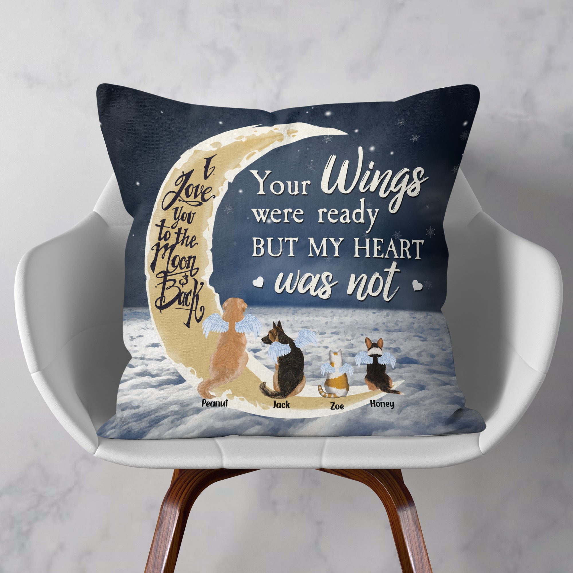 Your Wings Were Ready But My Heart Was Not – Personalized Pillow – Christmas, Memorial, Loving Gift For Pet Loss Owners, Cat Lovers, Dog Lovers - Image 2