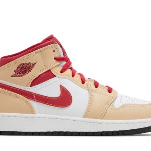 ( Grade School ) Air Jordan 1 Mid ‘Beige Red’ 554725-201