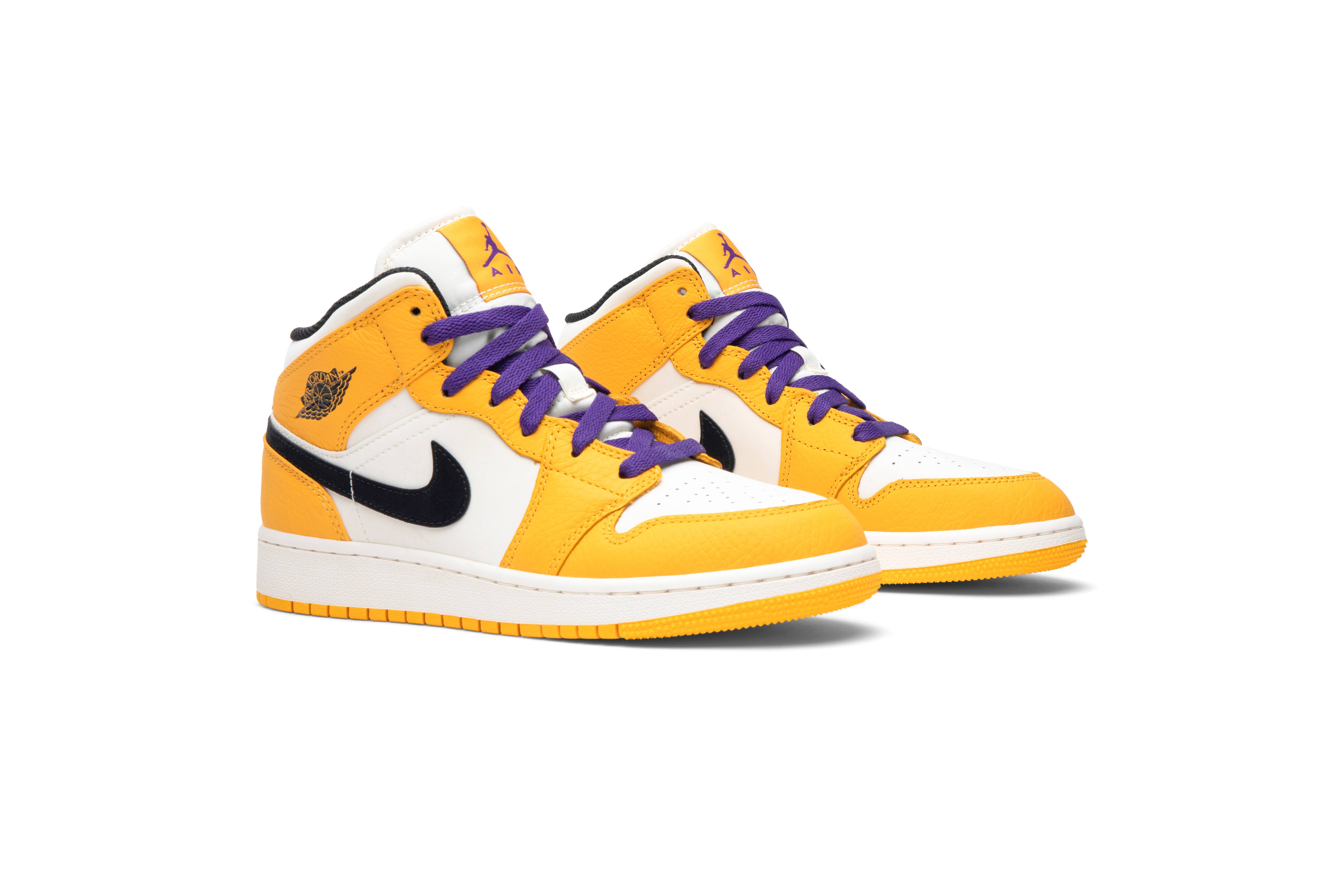 ( Grade School ) Air Jordan 1 Mid Lakers BQ6931-700 - Image 8