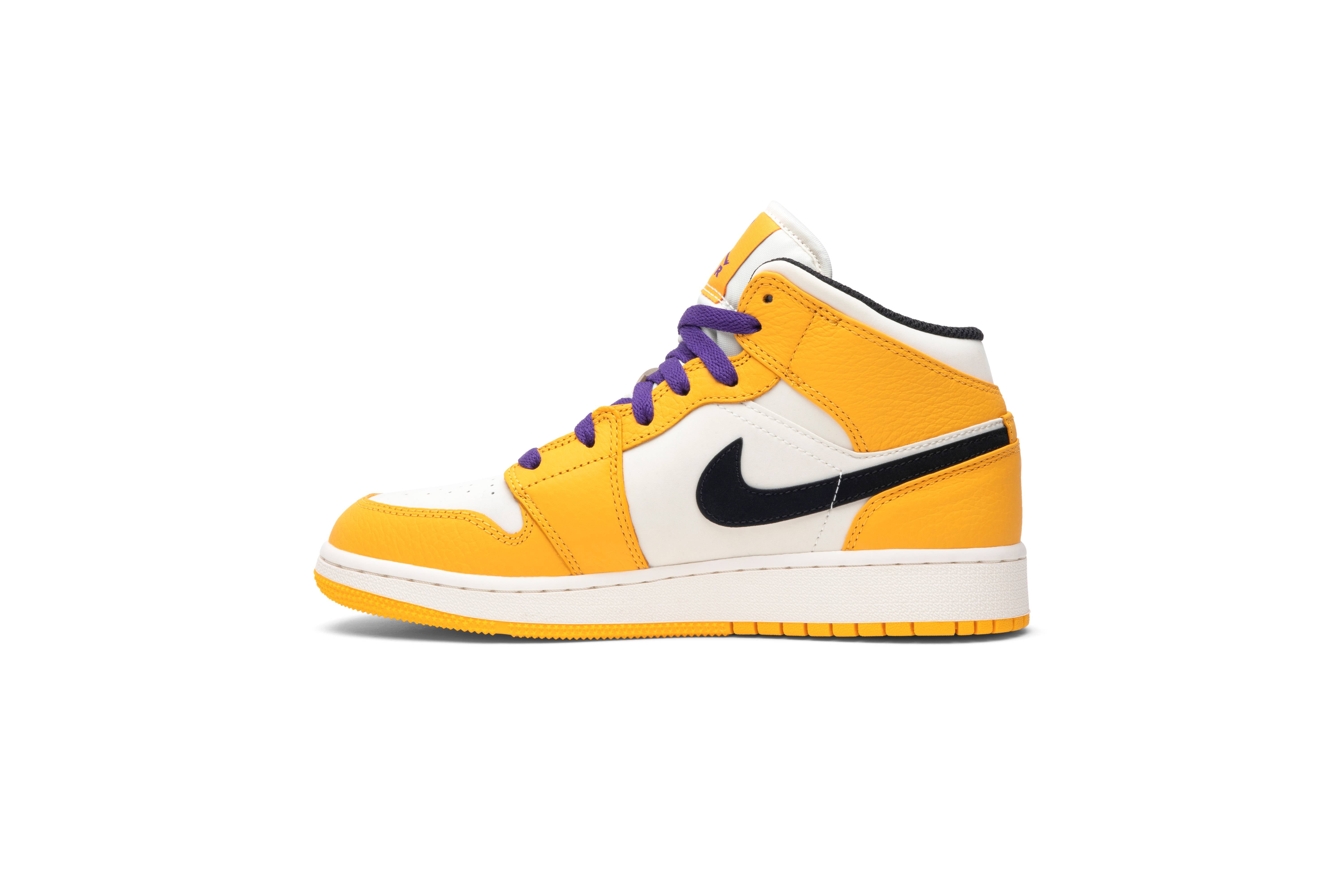 ( Grade School ) Air Jordan 1 Mid Lakers BQ6931-700 - Image 3