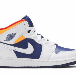 ( Grade School ) Air Jordan 1 Mid ‘White Deep Royal Blue’ 554725-131
