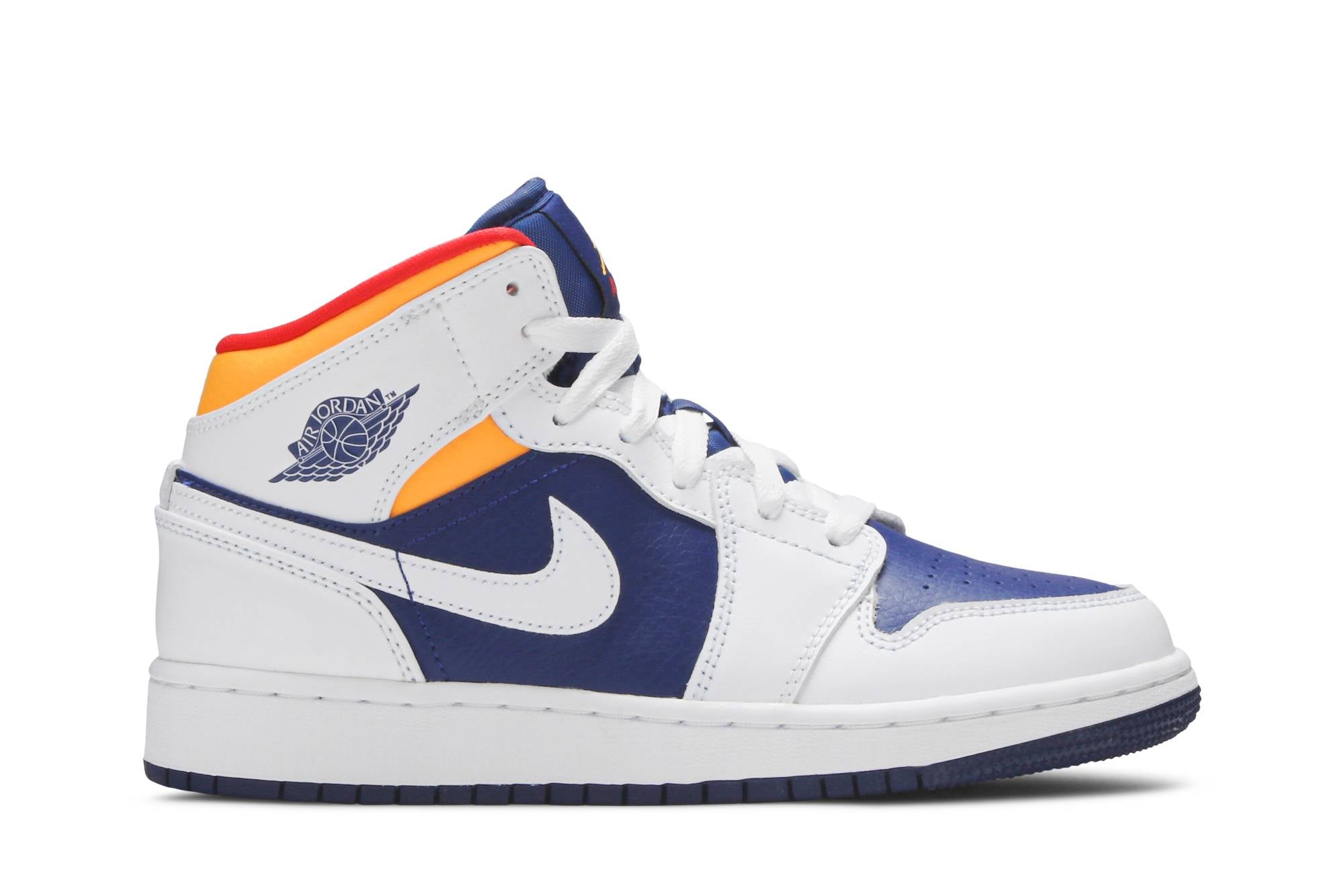 ( Grade School ) Air Jordan 1 Mid ‘White Deep Royal Blue’ 554725-131