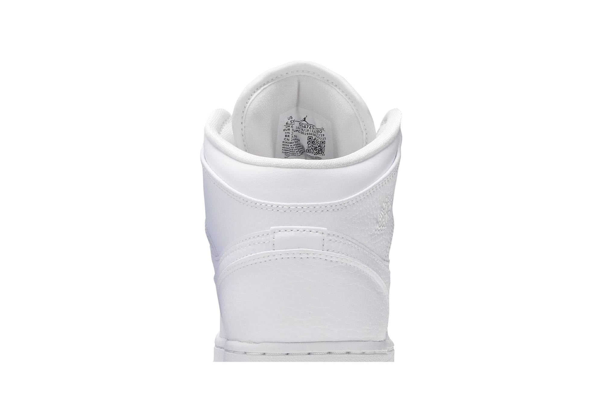 ( Grade School ) Air Jordan 1 Mid ‘Triple White’ 554725-130 - Image 7