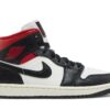 ( Women ) Air Jordan 1 Mid ‘Black Sail Gym Red’ BQ6472-061