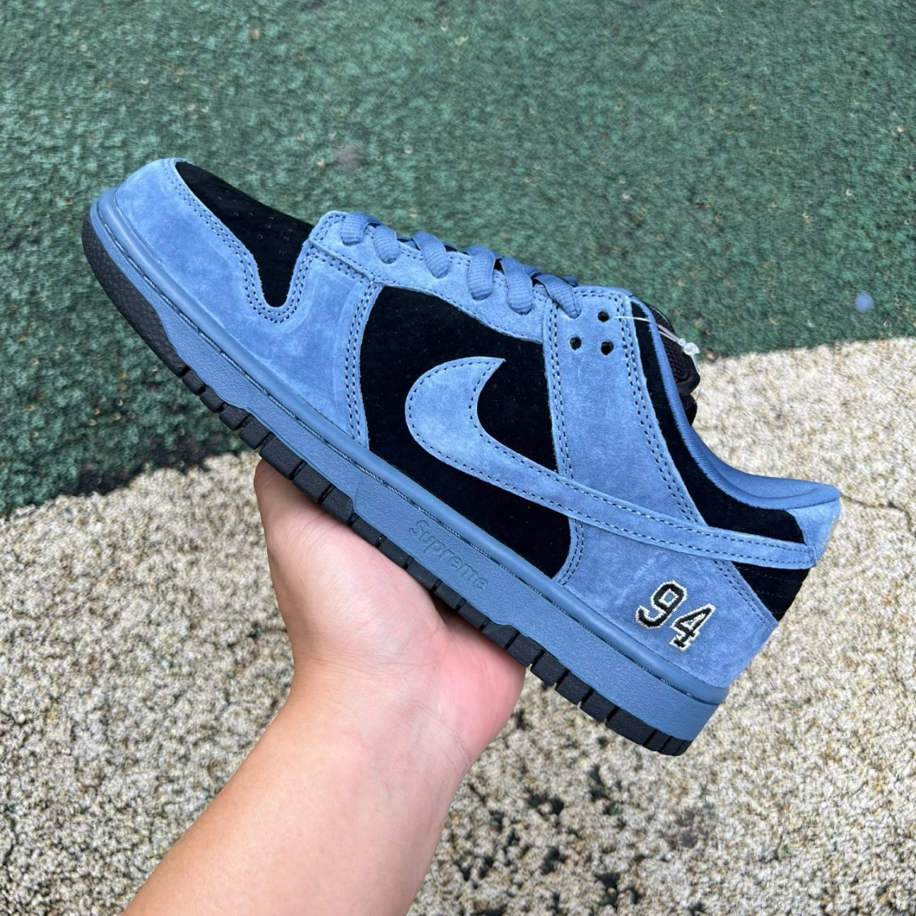 Supreme x Nike Dunk Low SB in the "Ocean Fog" - Image 2