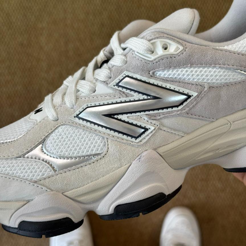 New Balance 9060 sneaker in a White and Metallic Silver - Image 2