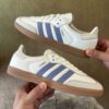 Adidas Originals Samba OG sneaker in the ecru and light blue colorway