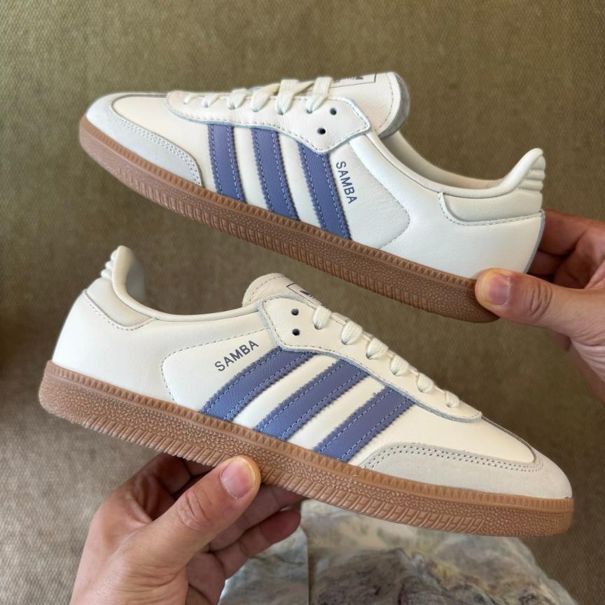 Adidas Originals Samba OG sneaker in the ecru and light blue colorway