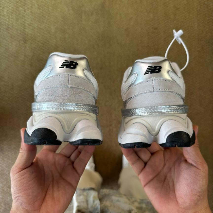 New Balance 9060 sneaker in a White and Metallic Silver - Image 6