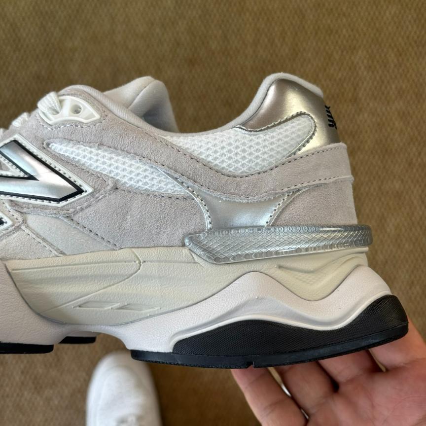 New Balance 9060 sneaker in a White and Metallic Silver - Image 9