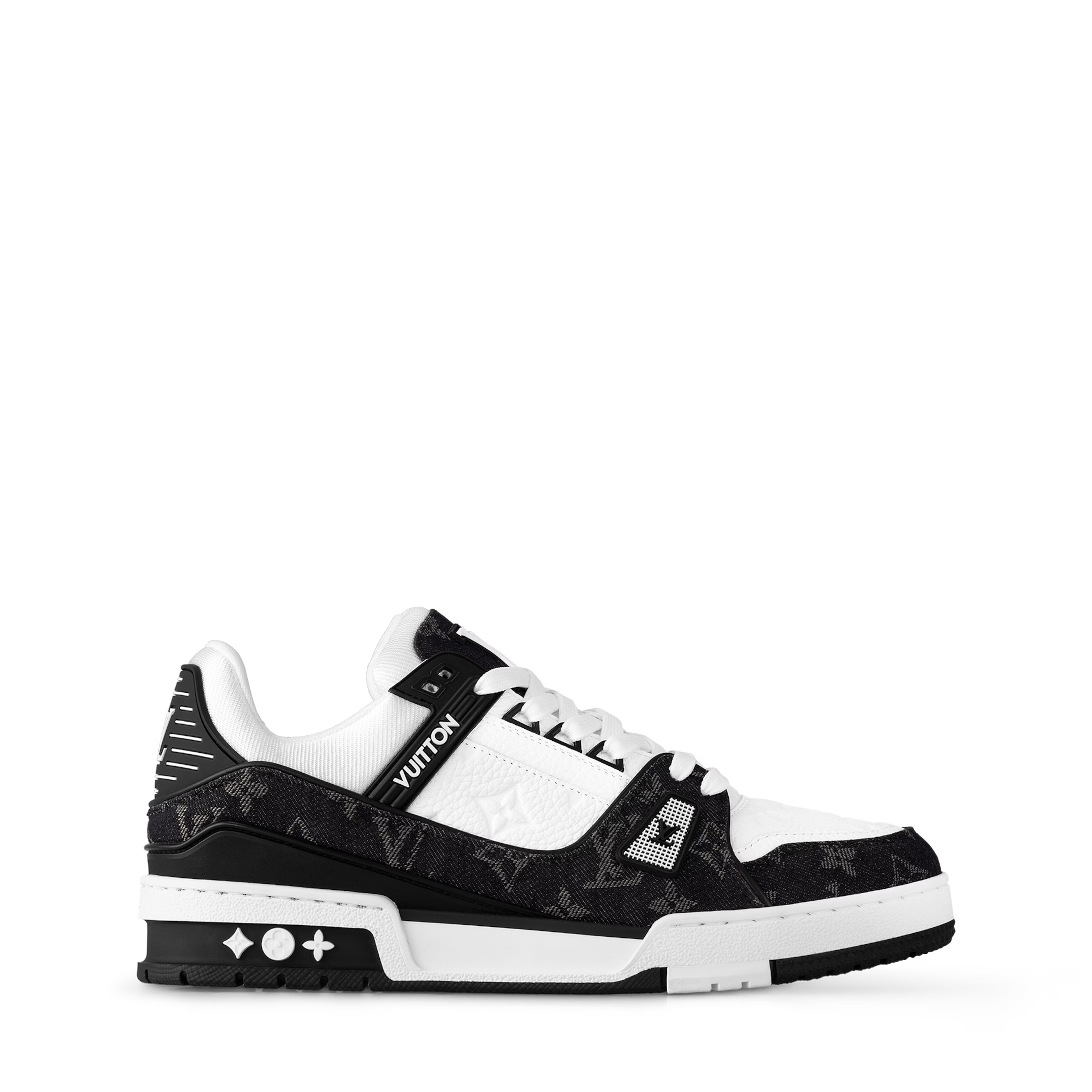 Louis Vuitton LV Trainer Maxi sneaker in black and white monogram denim and leather. - Image 7
