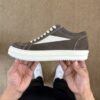 Rick Owens DRKSHDW Abstract Low Top Suede Sneakers Dark Dust Milk