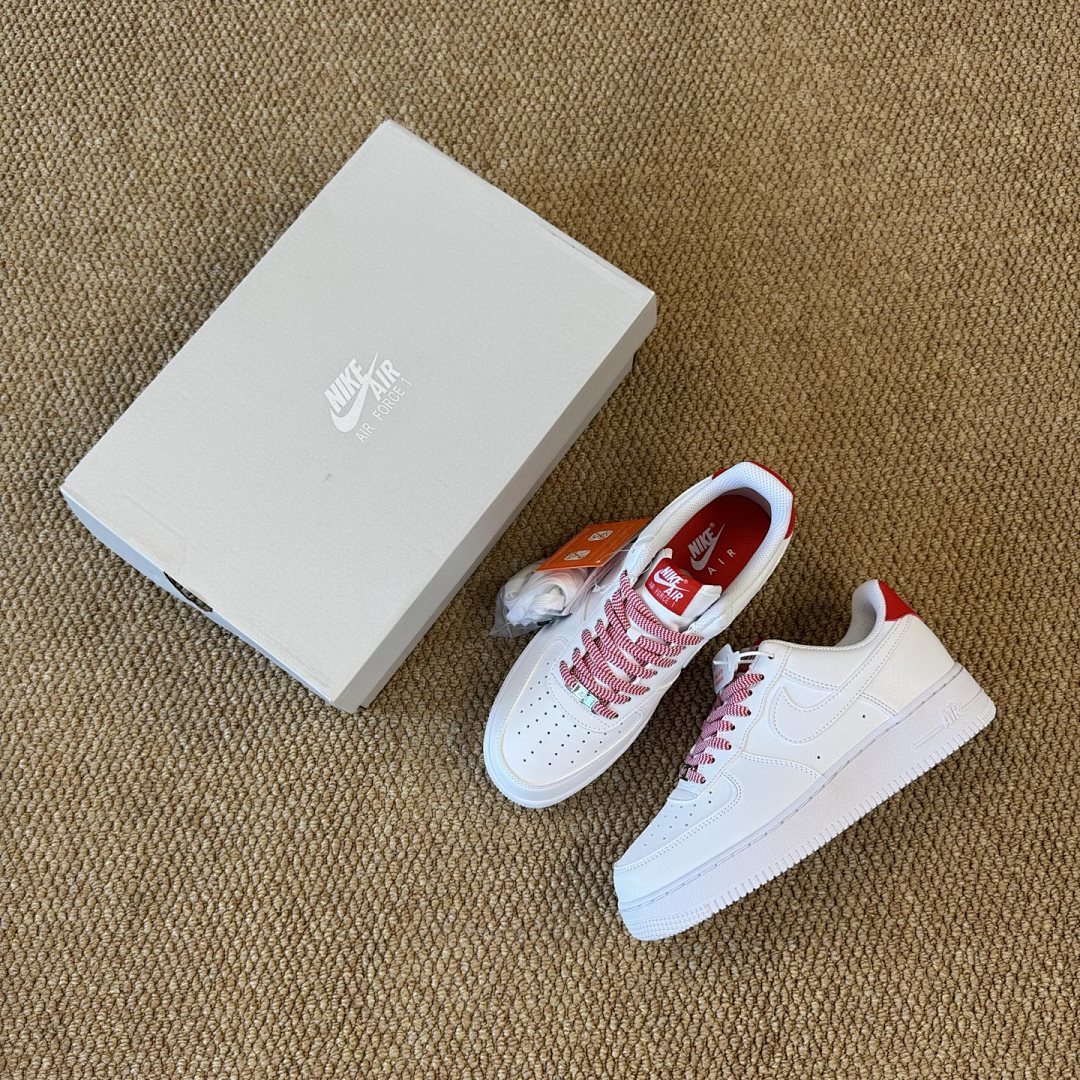 Nike Air Force 1 Low '07 Gingham White University Red FN7793-100 - Image 2