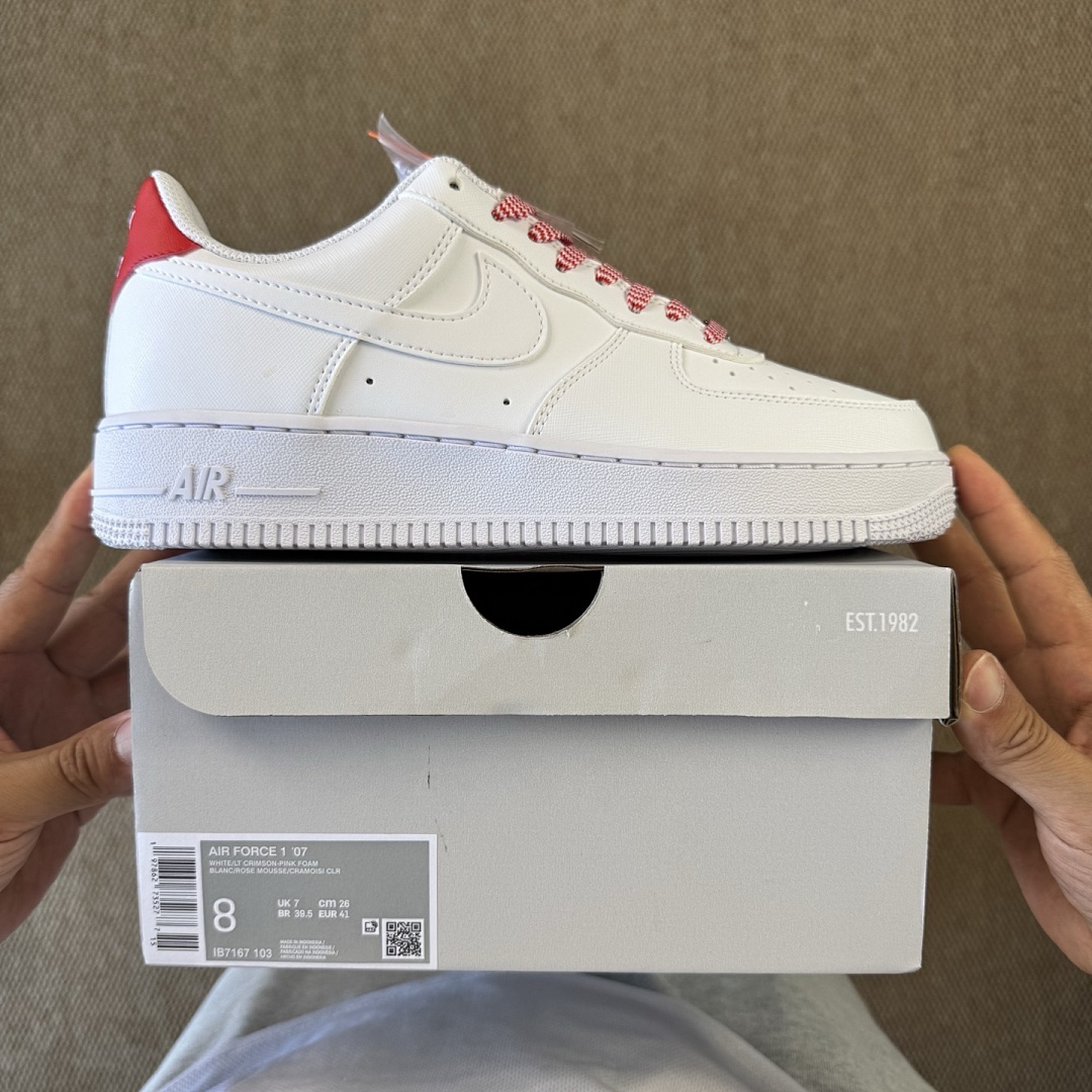 Nike Air Force 1 Low '07 Gingham White University Red FN7793-100 - Image 3