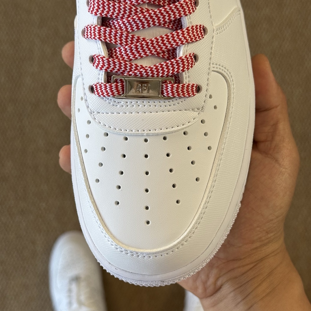 Nike Air Force 1 Low '07 Gingham White University Red FN7793-100 - Image 4