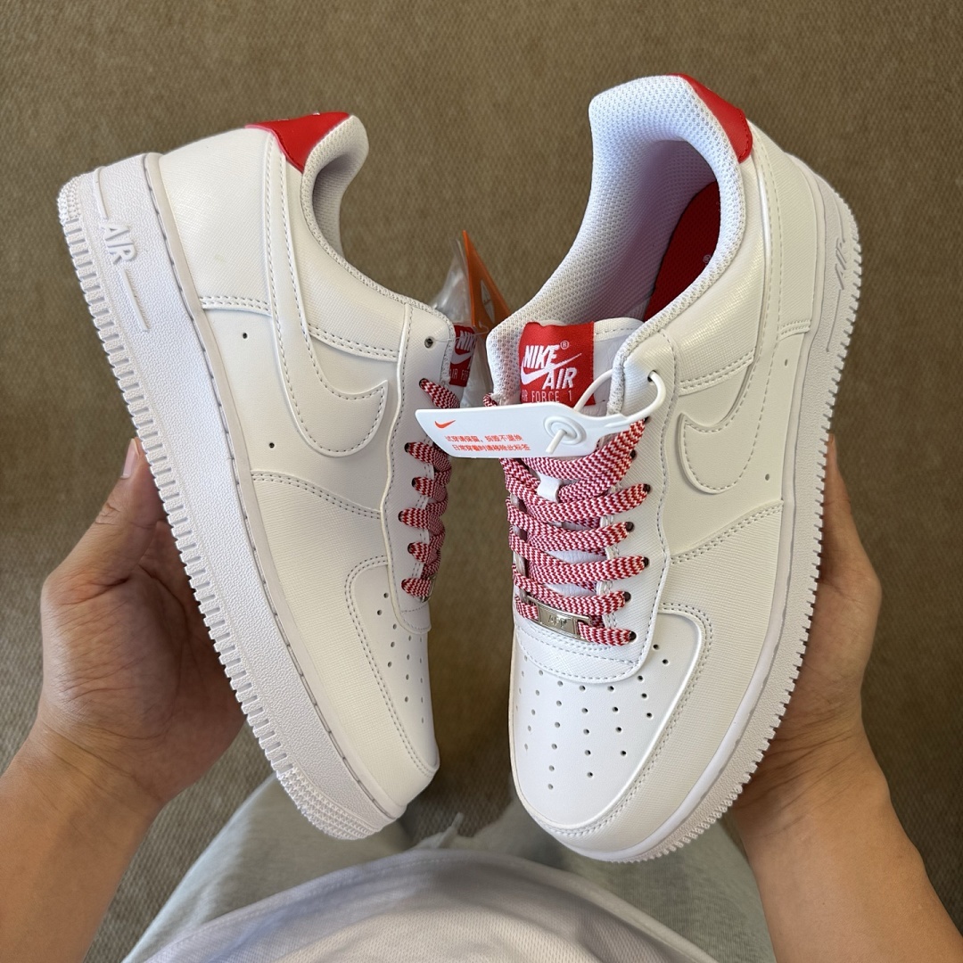 Nike Air Force 1 Low '07 Gingham White University Red FN7793-100 - Image 8