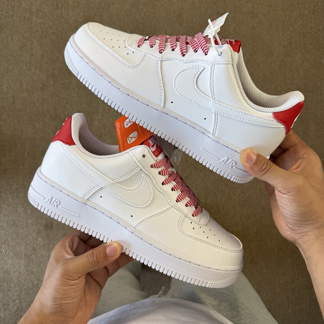 Nike Air Force 1 Low '07 Gingham White University Red FN7793-100 - Image 9