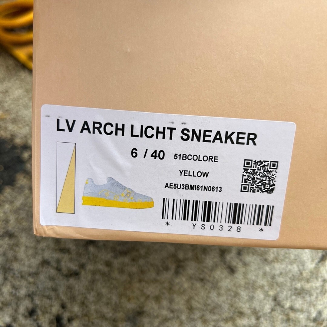 Louis Vuitton LV Trainer Sneaker Grey Yellow Monogram - Image 2