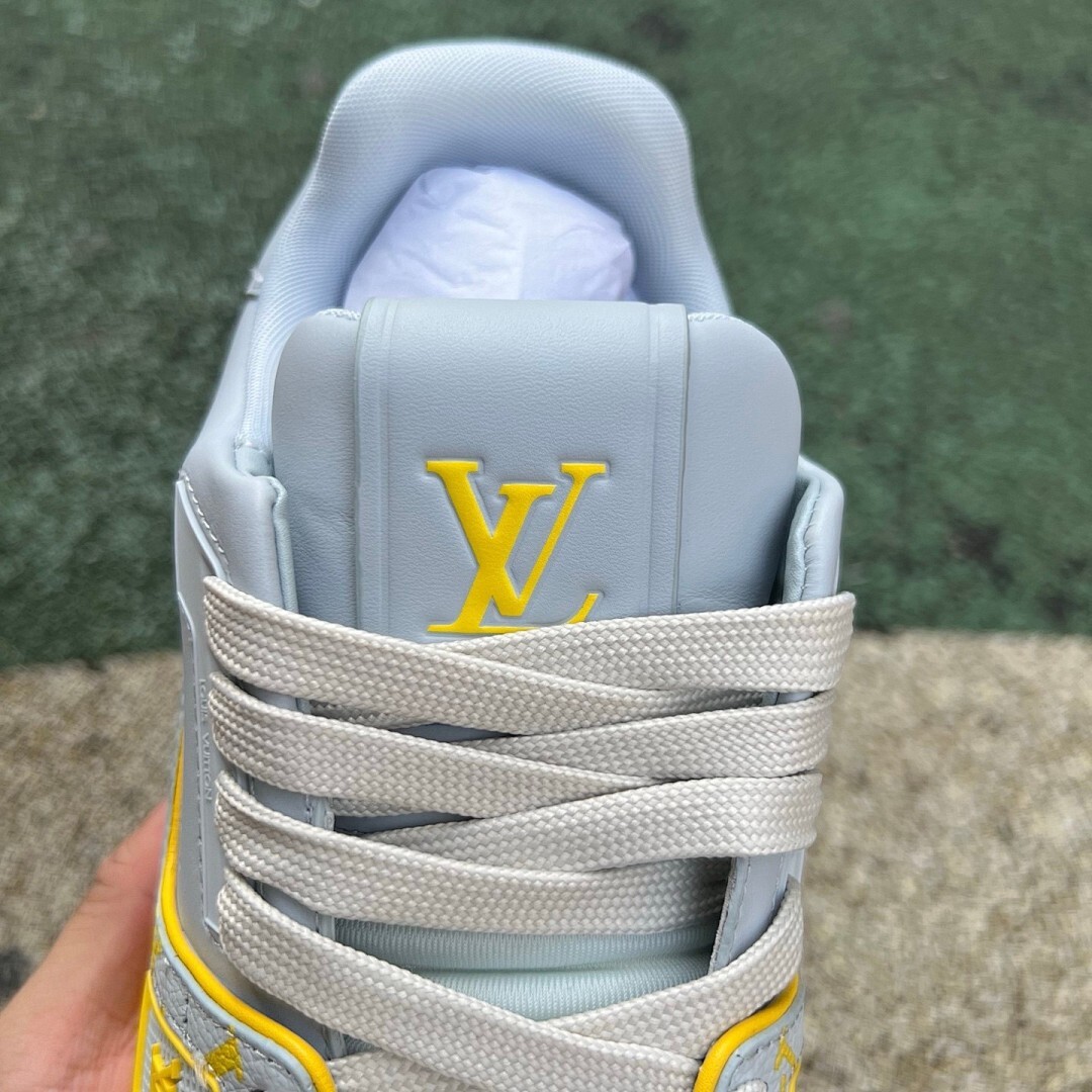 Louis Vuitton LV Trainer Sneaker Grey Yellow Monogram - Image 5