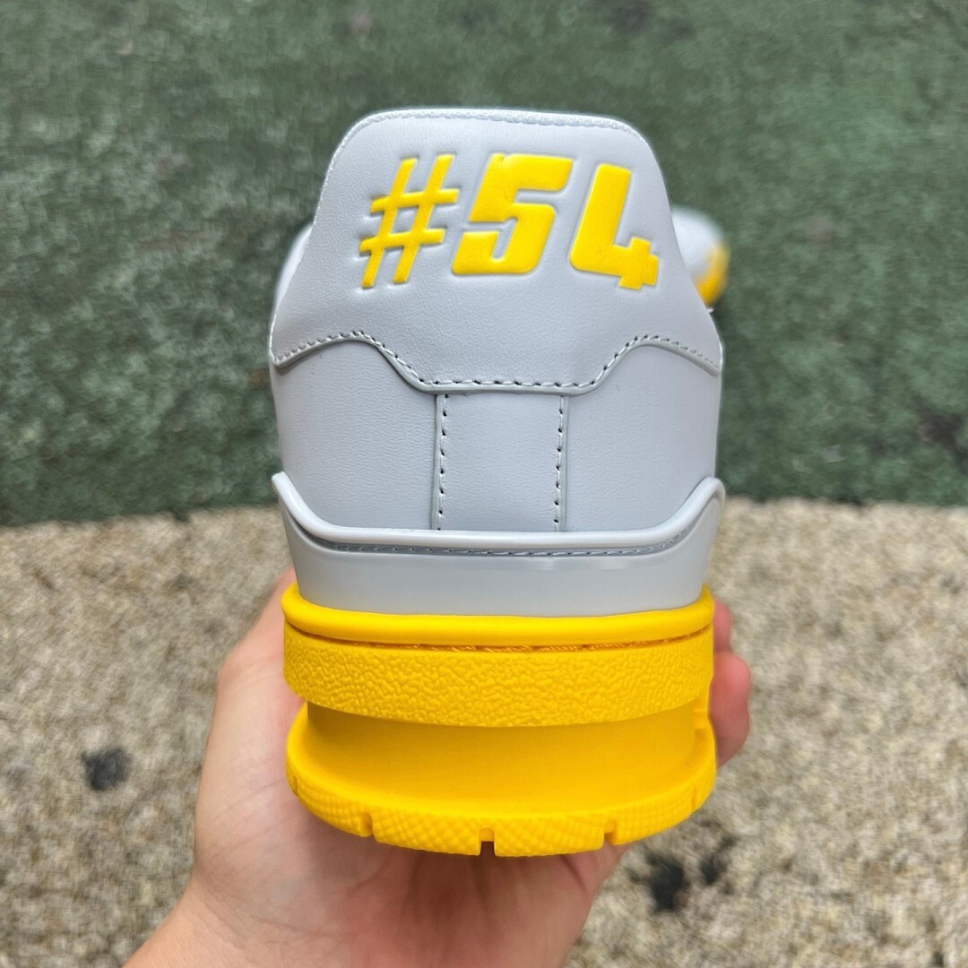 Louis Vuitton LV Trainer Sneaker Grey Yellow Monogram - Image 8