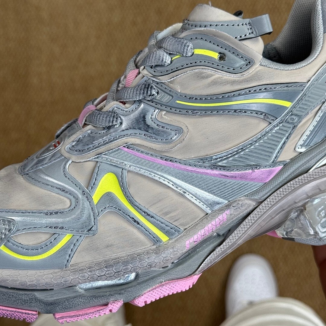 Balenciaga Runner Trainers Grey Yellow Pink - Image 5
