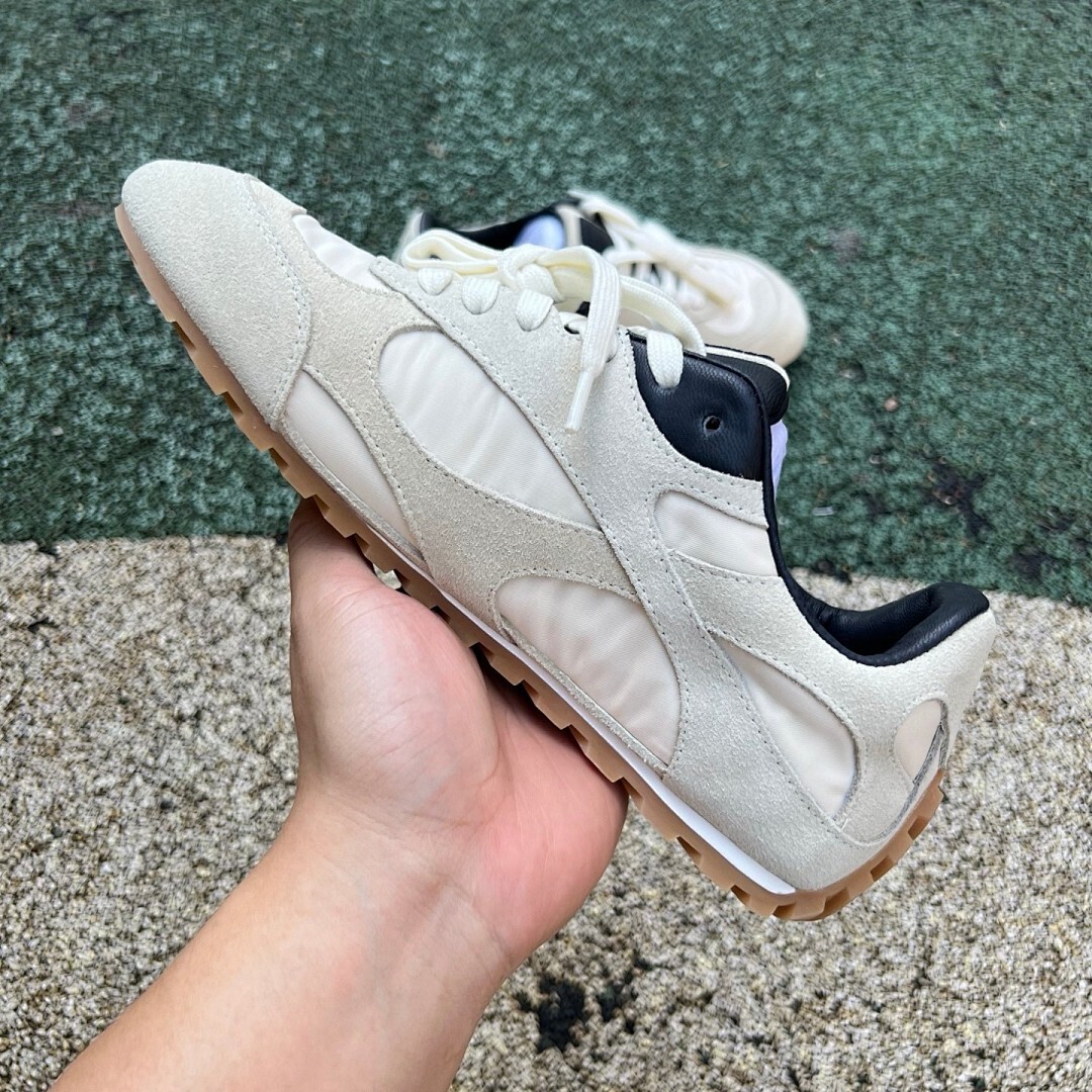 CD Retro Runner Sneakers Khaki Beige Black Gum Sole - Image 7