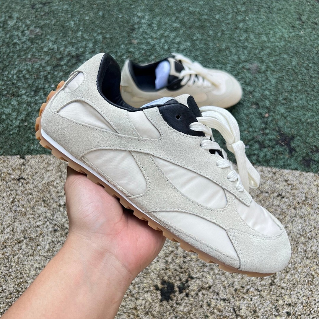 CD Retro Runner Sneakers Khaki Beige Black Gum Sole - Image 9