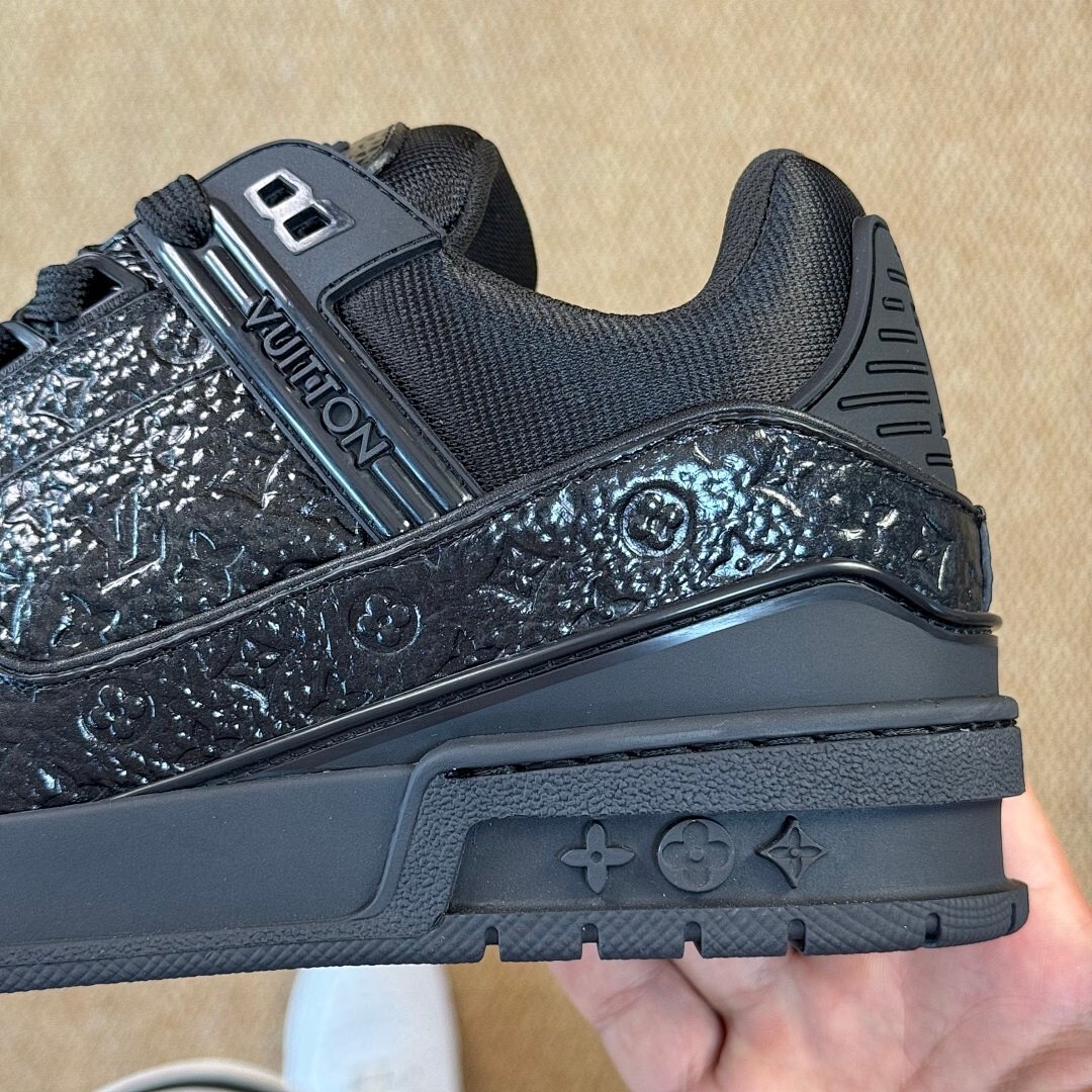 Louis Vuitton LV Trainer Sneaker Black Monogram Embossed Patent Leather - Image 5