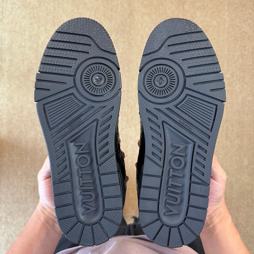 Louis Vuitton LV Trainer Sneaker Black Monogram Embossed Patent Leather - Image 7