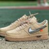 Nike Air Force 1 Low Off-White Tan Metallic Zipper Swoosh