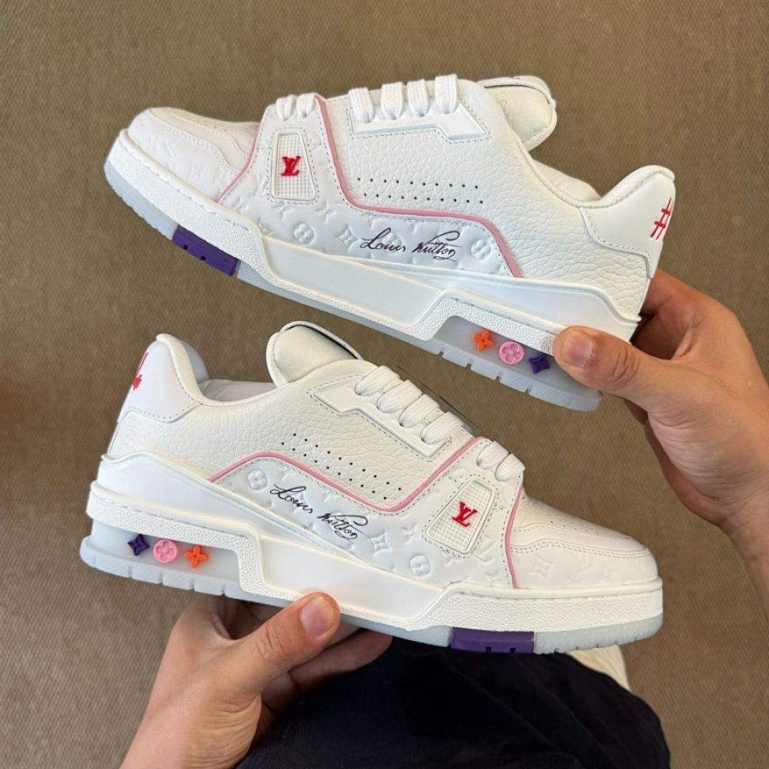 LV Trainer Sneaker White and Pink 1A9T4J - Image 8