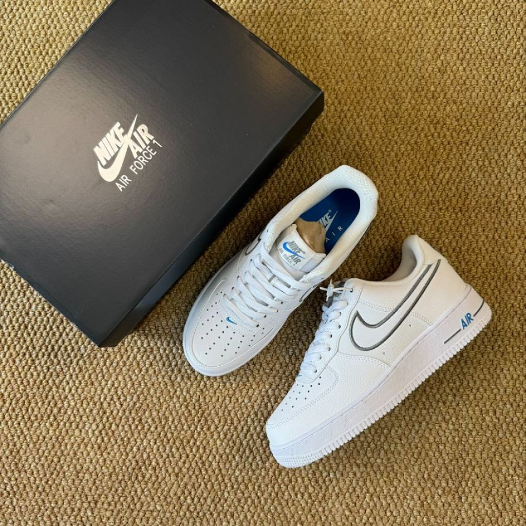 Nike Air Force 1 '07 White Wolf Grey Hyper Royal CW7577-101 - Image 2