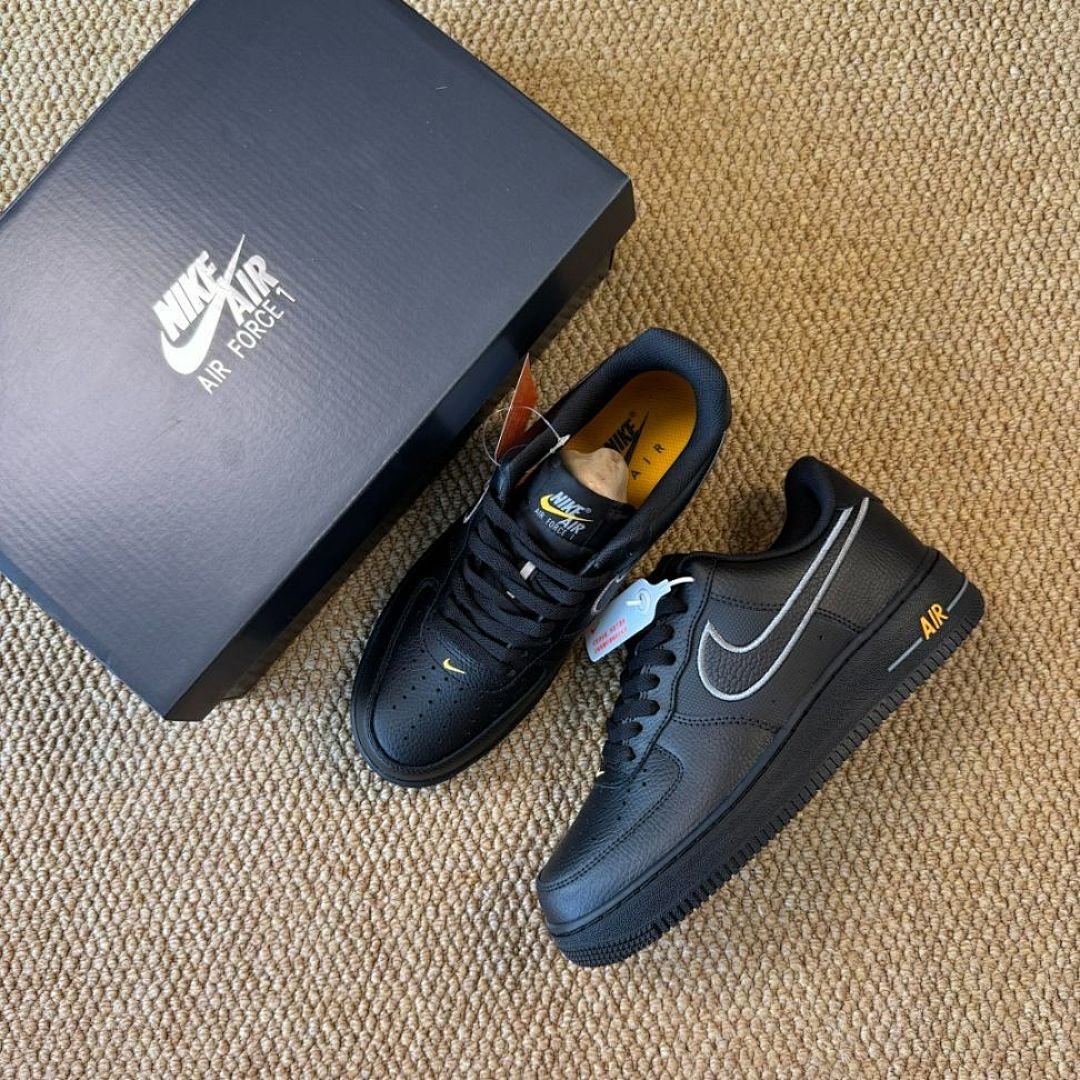 Nike Air Force 1 '07 Black White Yellow Strike DH7561-001 - Image 2