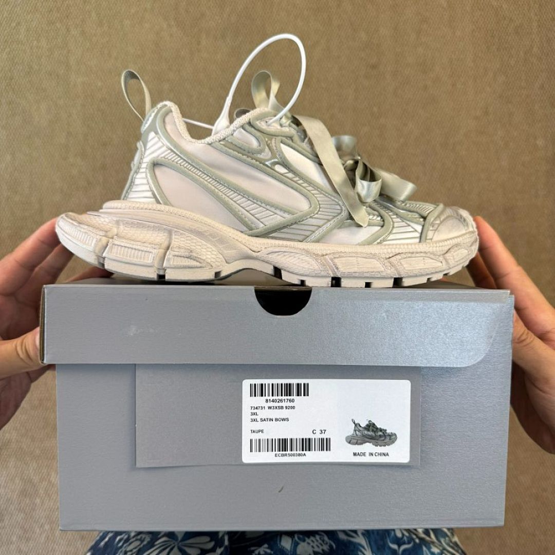 Balenciaga 3XL Trainer Sneakers Grey Green with Ribbon Laces - Image 3