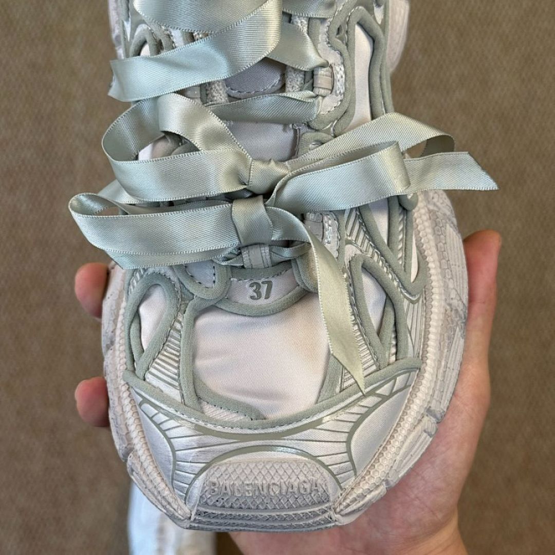 Balenciaga 3XL Trainer Sneakers Grey Green with Ribbon Laces - Image 4