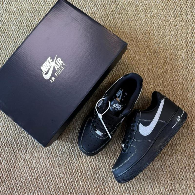 Nike Air Force 1 '07 LV8 "Contrast Stitch" Black/Grey Fog/White CT2302-002 - Image 2