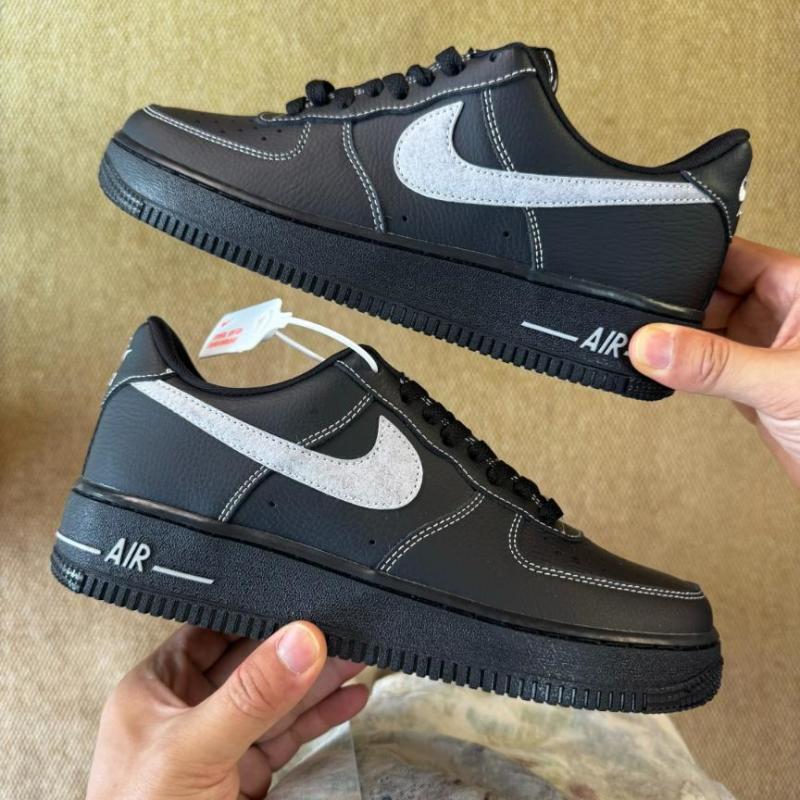 Nike Air Force 1 '07 LV8 "Contrast Stitch" Black/Grey Fog/White CT2302-002 - Image 9