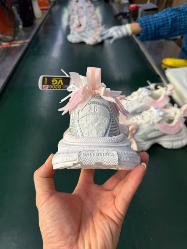 Balenciaga Runner White Silver Pink Ribbon Bow Ruffle Sneakers - Image 4